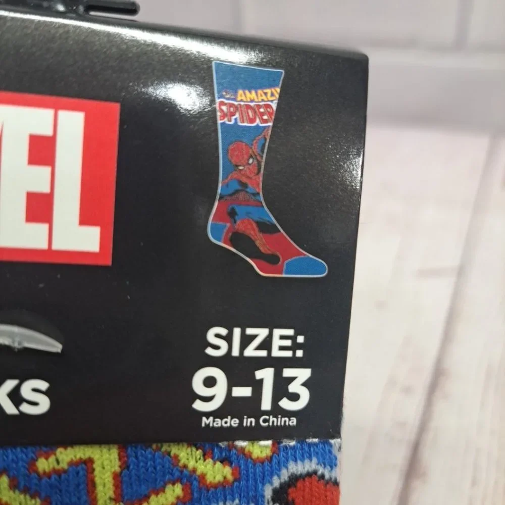 Marvel Spider-Man All Over Graphics Size 9-13 ‎ Crew Socks (2 Pair)